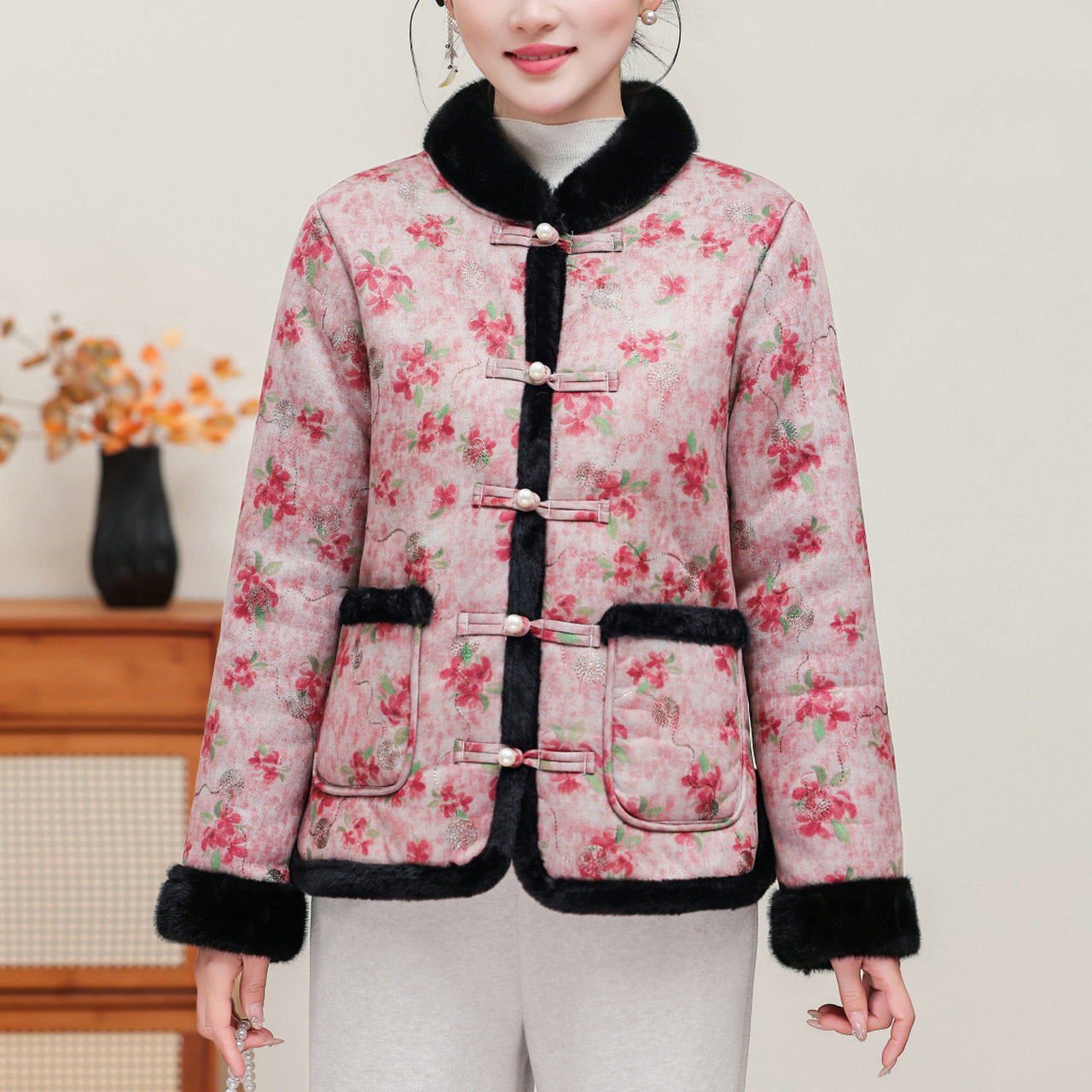新中式盘扣加绒加厚棉衣女2025冬季新款立领保暖洋气碎花棉袄外套,女装/女士精品,棉衣/棉服,淘宝优惠券,粉丝福利购,淘宝优惠卷