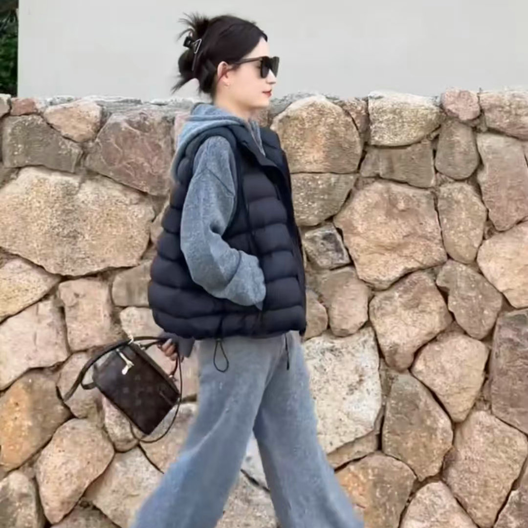 韩版立领龟背排骨白鸭绒羽绒马甲