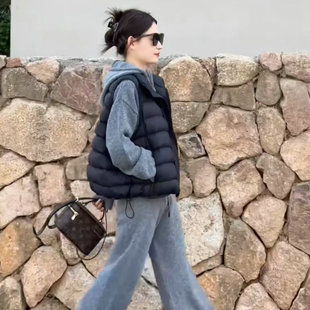 韩版立领龟背排骨白鸭绒马甲女2025秋冬新款无袖百搭羽绒马夹坎肩