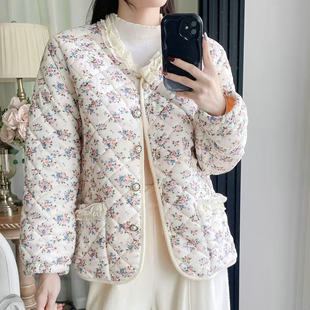 韩版宽松大码小碎花羽绒棉服女2025秋冬新款加厚棉袄保暖棉衣外套