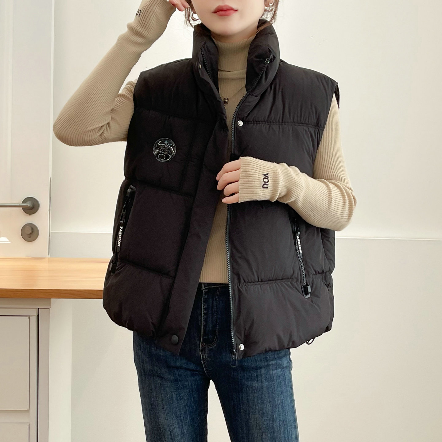 欧货休闲大码羽绒棉马甲女外搭