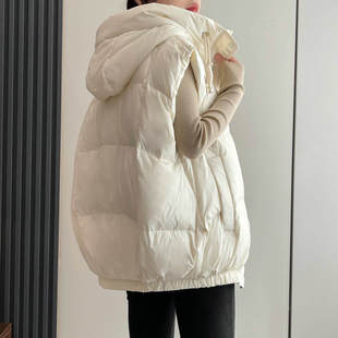 欧货休闲连帽大口袋羽绒马甲女2025秋冬新款 外套背心马夹 宽松大码