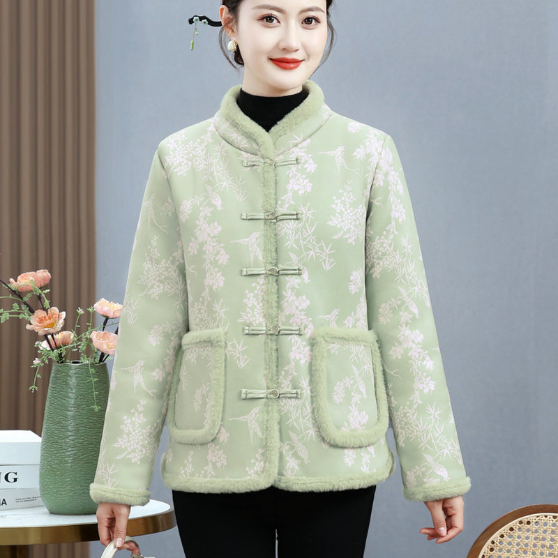 复古民族风加绒加厚花棉袄外套