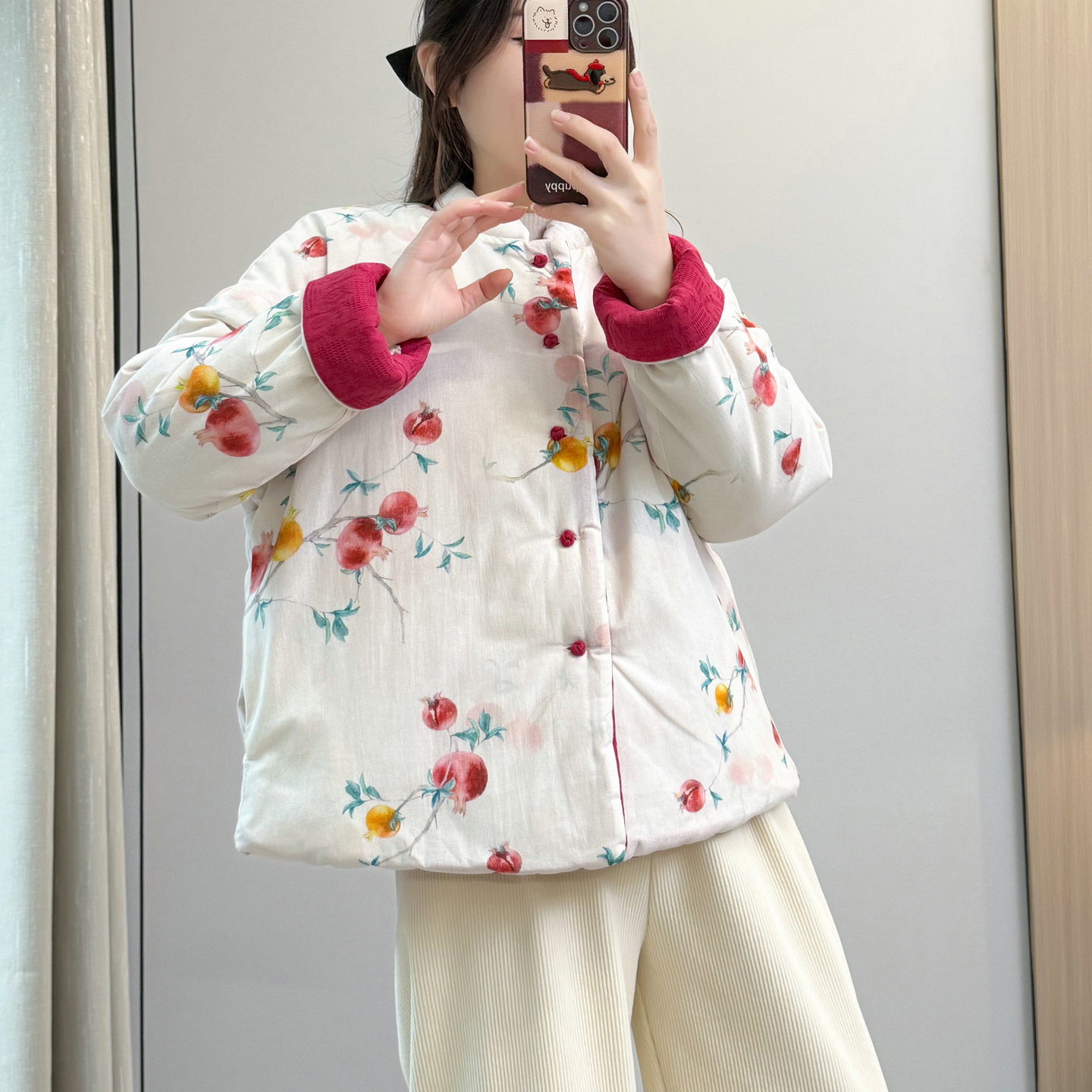 新中式复古印花双面穿棉衣外套