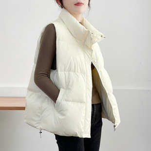 白鸭绒羽绒马甲女短款背心秋冬季2025新款宽松外搭小个子坎肩外套