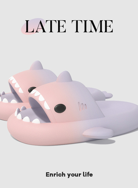 踩屎感渐变鲨鱼拖鞋女可爱夏季室内家居家洗澡防滑情侣外穿凉拖男