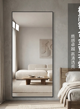 极简铝框壁挂式全身镜家用贴墙穿衣镜大尺寸落地试衣镜子白色定制