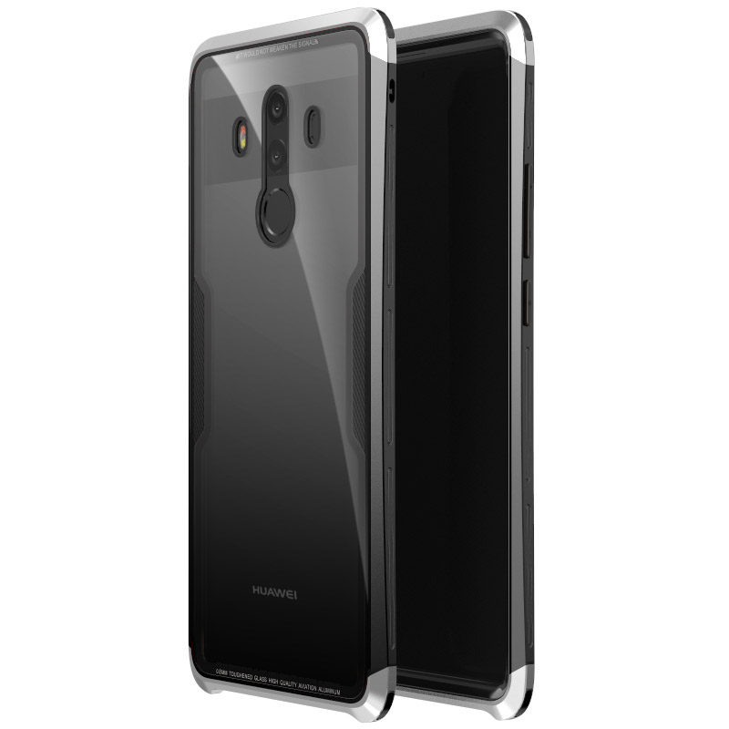 Luphie Nunchaku Airframe Metal Frame Air Barrier Tempered Glass Back Case Cover for Huawei Mate 10 Pro