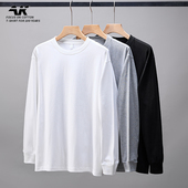 口韩版 长袖 大码 男士 上衣服 纯棉体恤打底衫 螺纹袖 修身 春季 T恤男装