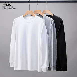 春季男士螺纹袖口韩版长袖T恤男装修身纯棉体恤打底衫大码上衣服