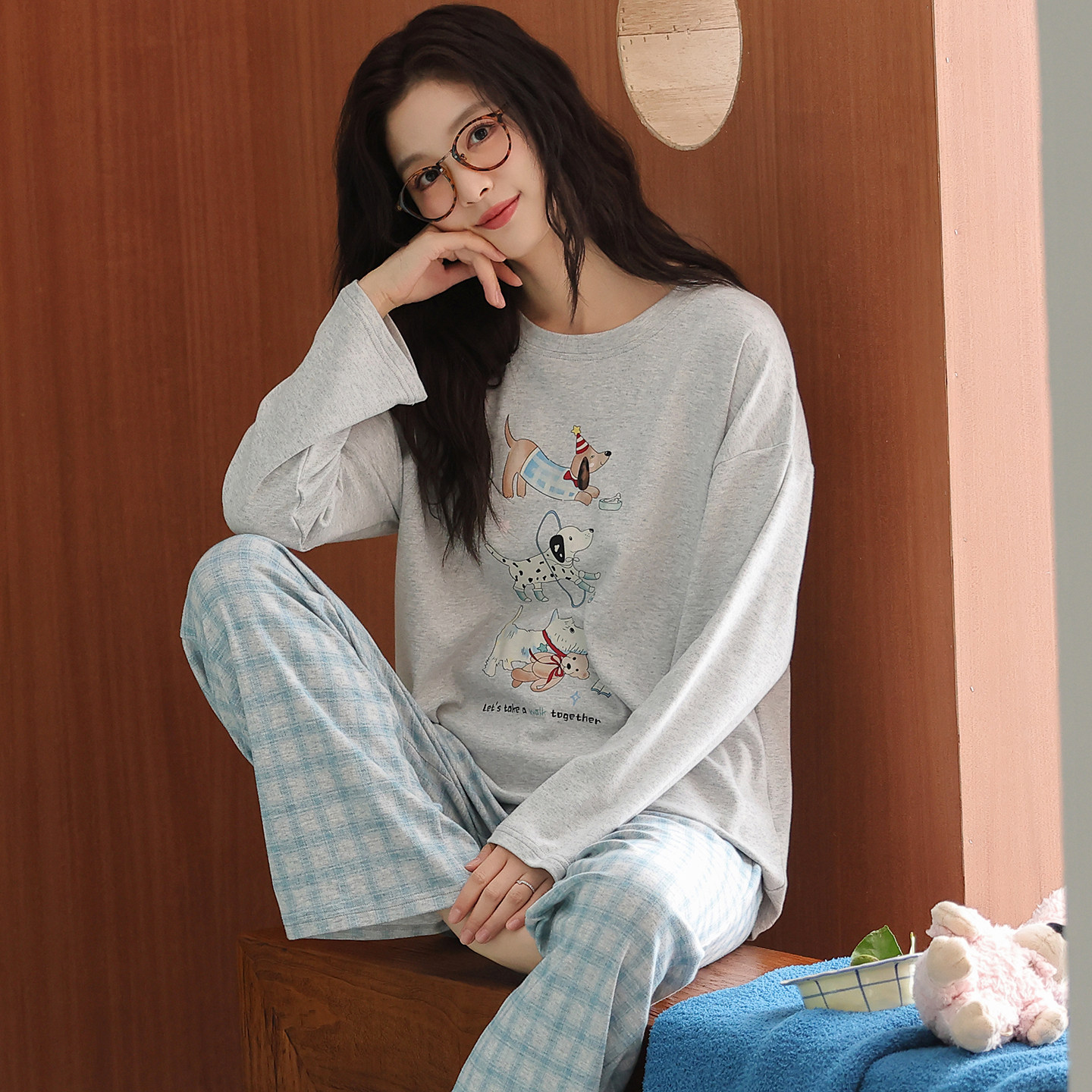 卡之恋女士纯棉睡衣春秋长袖