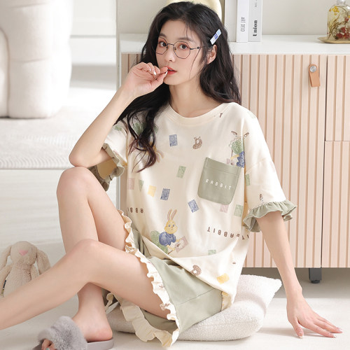 卡之恋女士纯棉短袖睡衣夏季