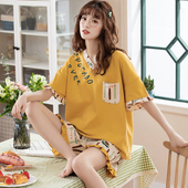 夏季 短裤 2026新款 春秋夏款 睡衣女款 少女士家居服套装 夏天纯棉短袖