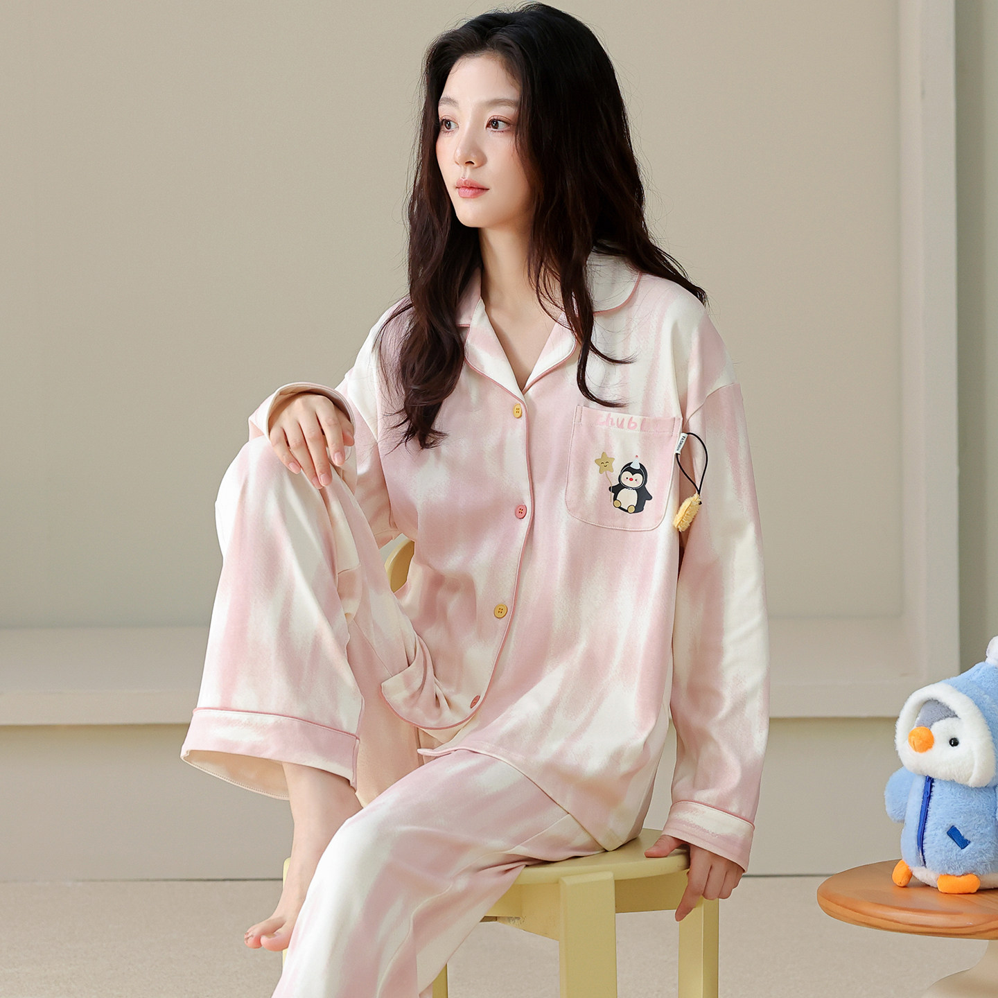 女款纯棉睡衣家居服套装