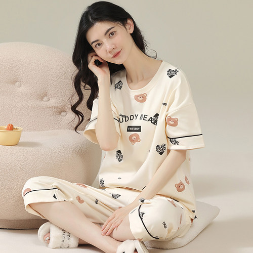 卡之恋女士纯棉短袖睡衣夏季
