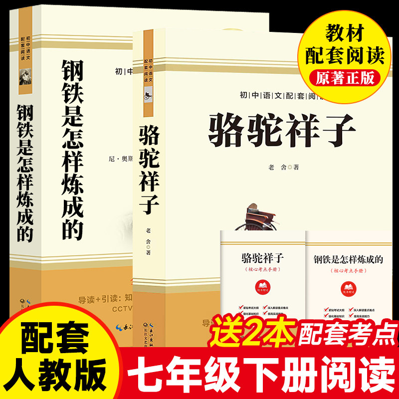 骆驼祥子钢铁是怎样练成的七年级下册必读课外书阅读书籍原著正版老舍青少年版初中生课外书籍无障碍阅读配套人教版初一课外名著,书籍/杂志/报纸,世界名著,淘宝优惠券,粉丝福利购,淘宝优惠卷