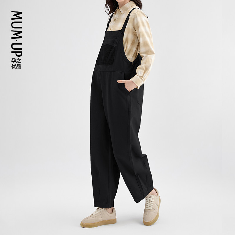 孕之优品孕妇背带裤春秋款小个子2026新款宽松减龄工装风孕妇裤子