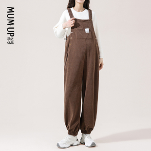 秋冬款 加绒裤 2025新款 宽松孕妇装 子 大码 孕之优品灯芯绒孕妇背带裤