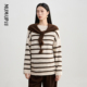 上衣孕妇装 孕妇遮肚毛衣秋冬孕期圆领条纹披肩羊毛针织衫 新品