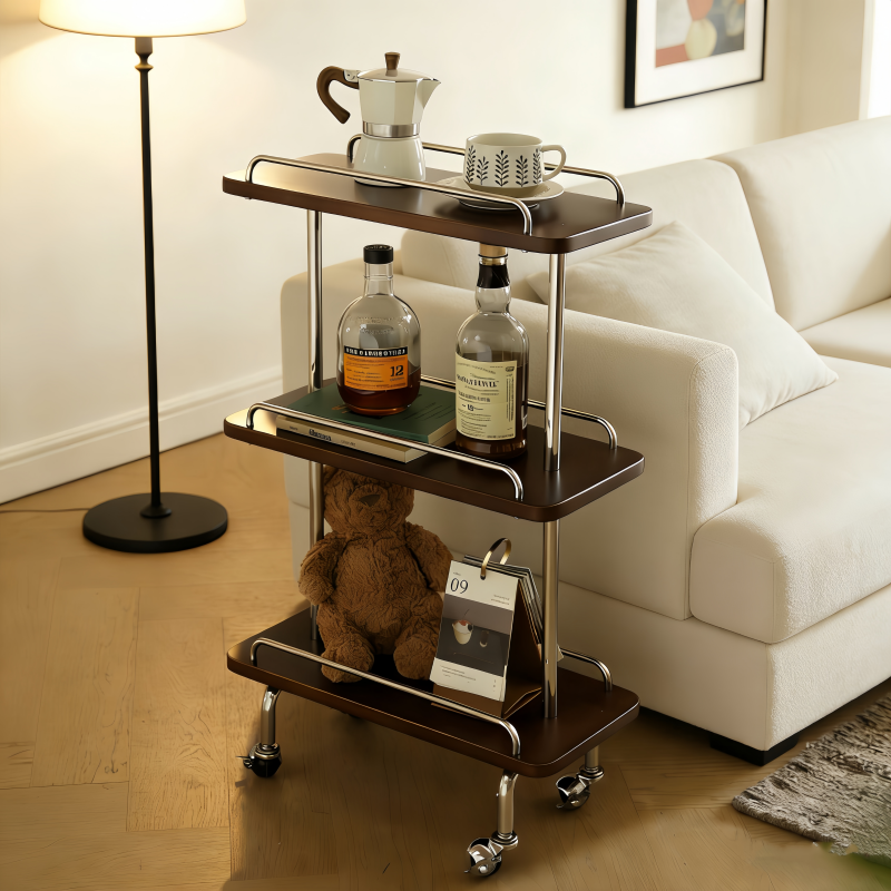 中古移动沙发边几推车家用床头柜置物架客厅多层收纳架带轮小推车