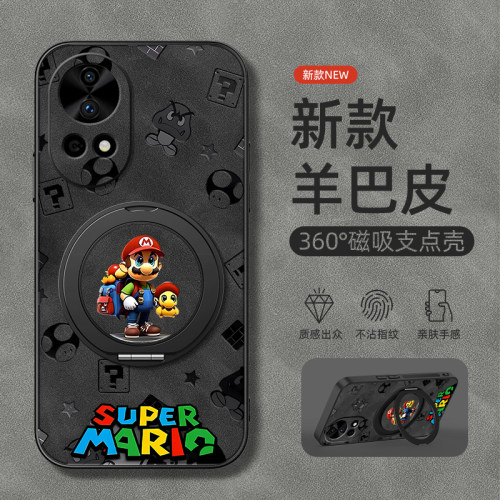 适用华为nova14手机壳nova13/nova11ultra/12pro/9/8/7/6/5旋转支架10z磁吸se新款羊巴皮马里奥男款简约