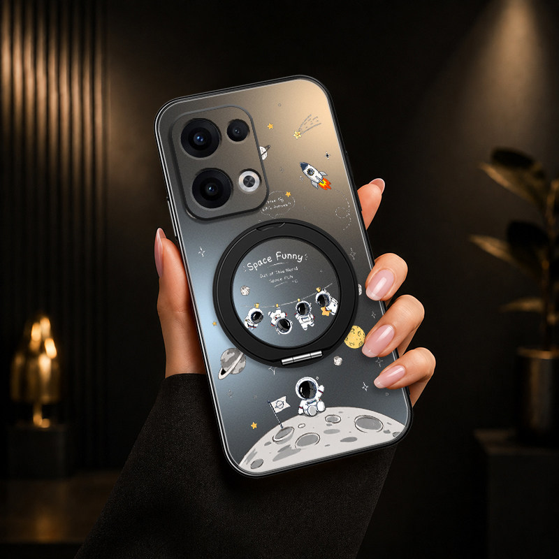 适用opporeno15手机壳新款reno14pro/13防摔reno12保护套reno11支架磁吸reno10pro磨砂太空人超薄哑光男