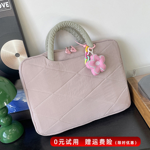 好看高颜值笔记本电脑包高级感14寸15.6女士可爱ins简约13通勤公文包16英寸适用联想华硕华为平板包防震防摔