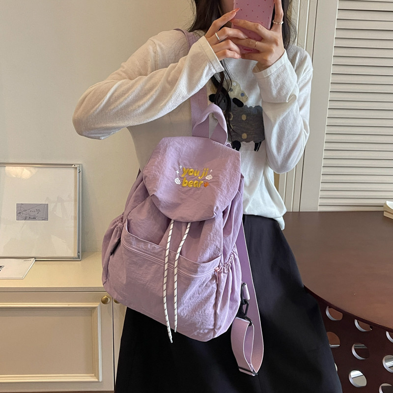 学生书包女初高中生大容量双肩包韩版尼龙束口抽绳背包轻便防水包