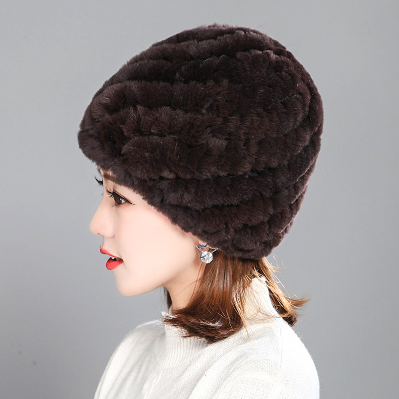 中老年獭兔毛帽子女秋冬季保暖护耳老太太妈妈老人婆婆奶奶皮草帽