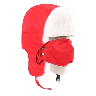 獭兔毛雷锋帽子男冬季护脸面口罩保暖护耳东北户外骑电动车棉帽女