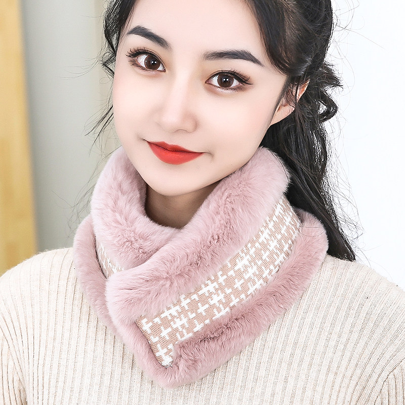 真獭兔毛围脖女冬季懒濑兔保暖护颈磁吸扣毛领百搭整皮草围巾脖套