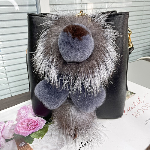 背包挂件玩偶獭兔毛狮子皮草挂饰