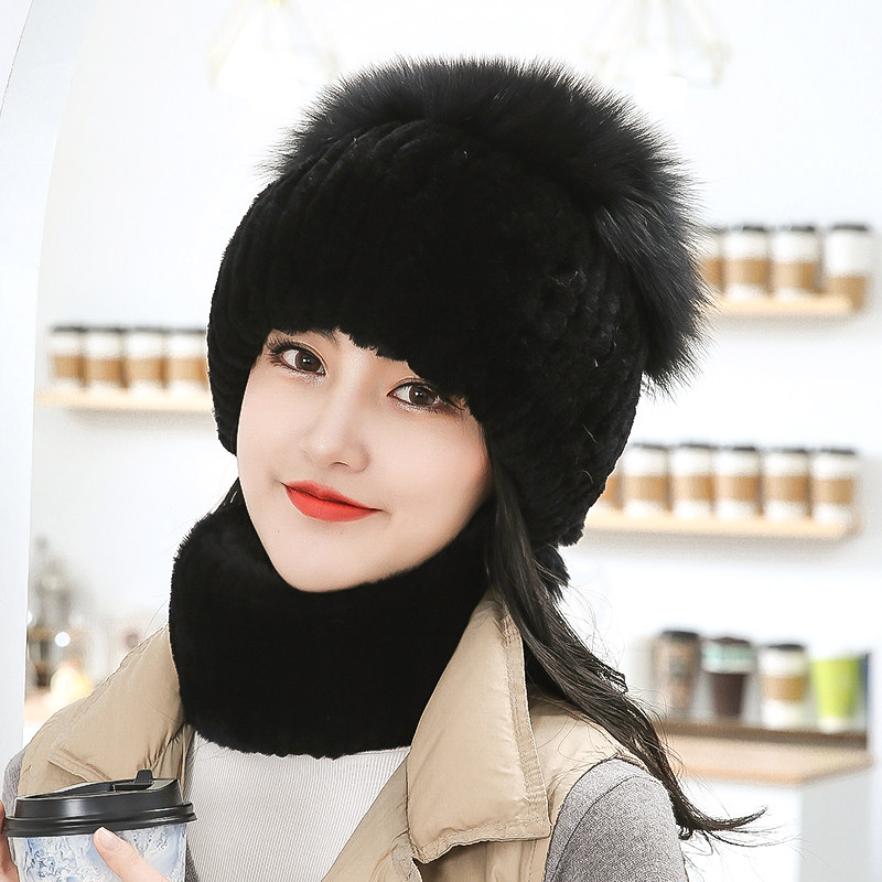 獭兔毛帽子秋冬季新款头顶时尚