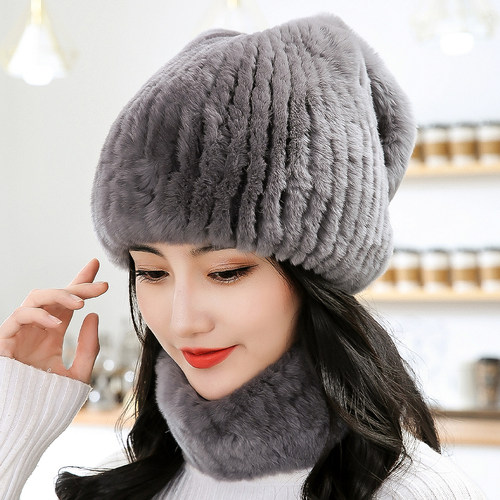 獭兔毛编织帽子女秋冬韩版