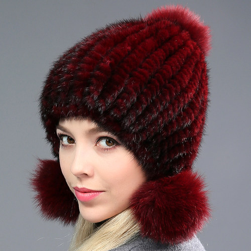 可爱狐狸毛球甜美户外皮草帽子