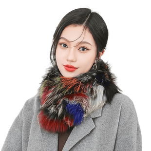 真狐狸毛围脖女冬天韩国彩色毛绒加厚保暖护颈双面皮草围巾毛领子