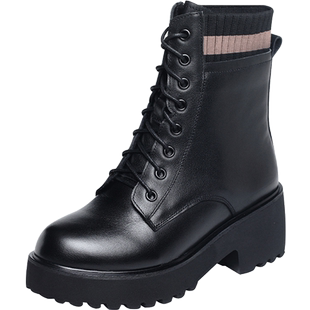 【断码清仓】2023年新款真皮马丁靴女英伦风短靴秋冬季加绒真皮鞋