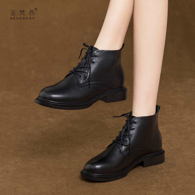 头层牛皮 舒适中跟 英伦百搭