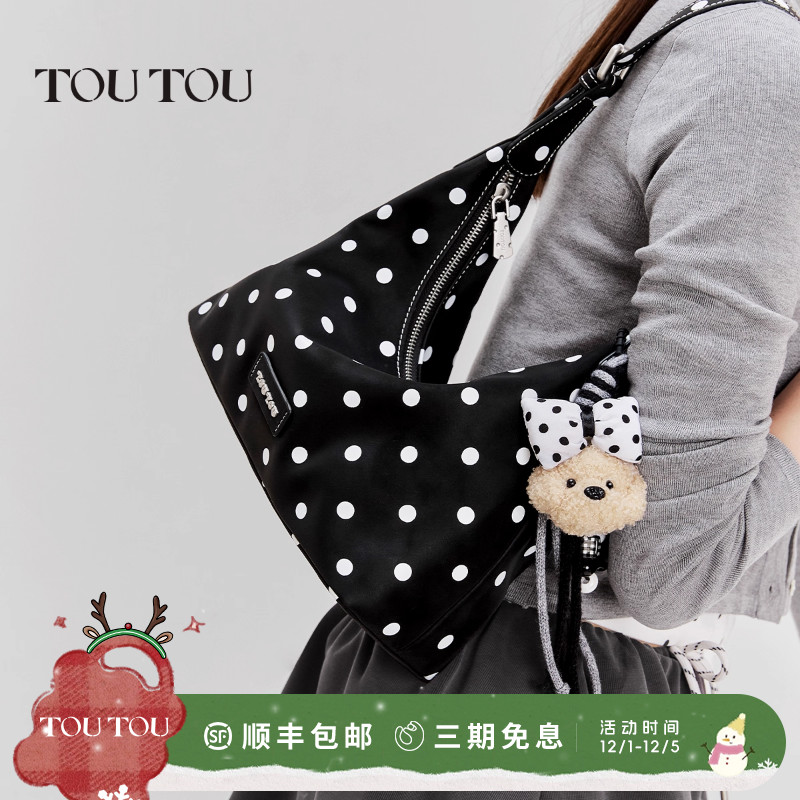 TOUTOU波点腋下包丝绒软袋hobo包