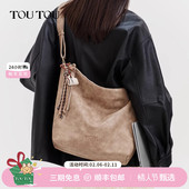 TOUTOU新款 咖啡大容量托特包软皮hobo包休闲通勤单肩斜挎大包包女