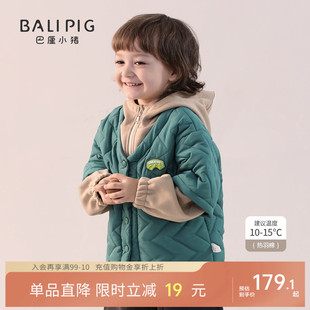 2025新款 儿童棉服冬季 男童棉衣假两件连帽棉袄女宝宝秋冬夹棉外套