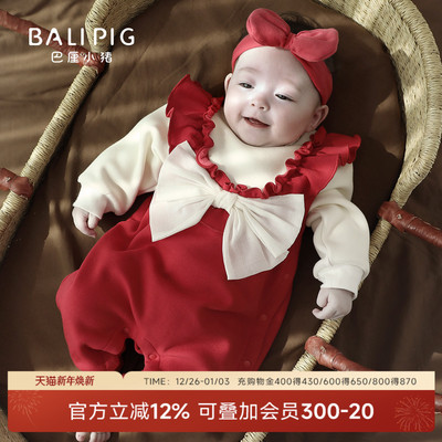 女宝宝加绒保暖冬季连体衣