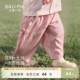 女宝宝九分裤 春季 女童裤 亚麻 子 夏季 天丝 儿童休闲长裤 直筒裤