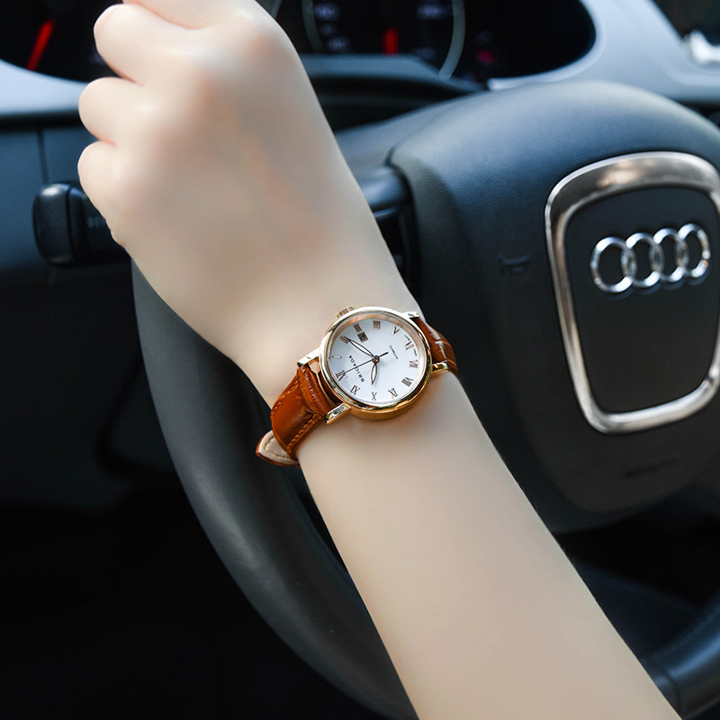宝茄达2020新款手表女士小表盘机械表防水简约时尚真皮带气质女表