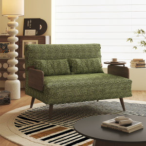 华纳斯安东尼沙发床实木折叠单人两用2025新款客厅复古风棉麻布艺