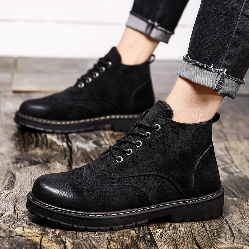 夏季机车马丁靴男韩版潮流高帮短靴英伦风中帮工装靴百搭靴子男士在类目 流行男鞋, 靴子中 - 来自Buy2taobao.com提供专业的淘宝代购服务