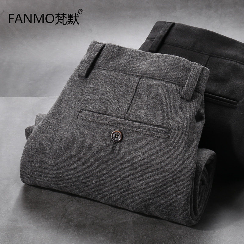 秋冬季厚款四面弹针织底男士休闲裤磨毛抗皱免烫直筒宽松长裤百搭,男装,休闲裤,淘宝优惠券,粉丝福利购,淘宝优惠卷