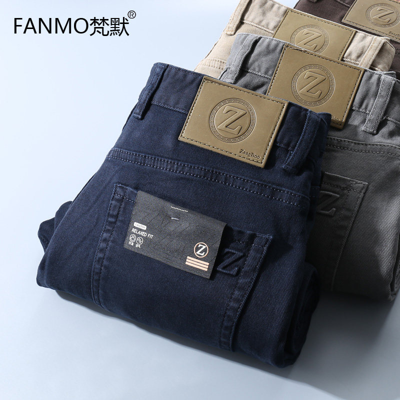 梵默牛仔五袋款休闲裤男2025秋冬款斜纹弹力质感高端合体直筒长裤