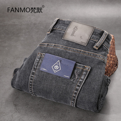 梵默拉链秋冬季男士牛仔裤