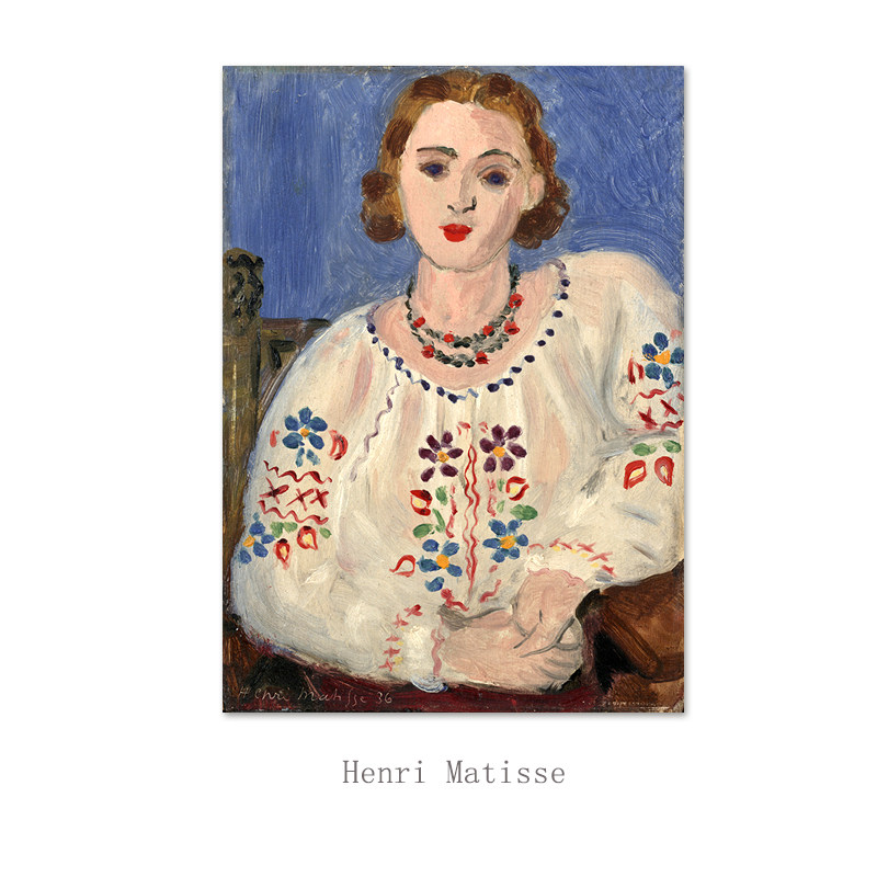 独家爆款@matisse马蒂斯《蓝眼睛女孩》人物装饰画小众民宿挂墙画